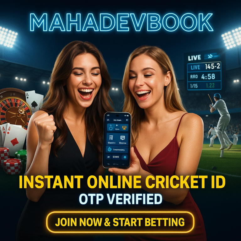 MahadevBook Instant Online Cricket ID with OTP verification, UPI payments, and casino games in a live cricket stadium setting – Join Now & Start Betting